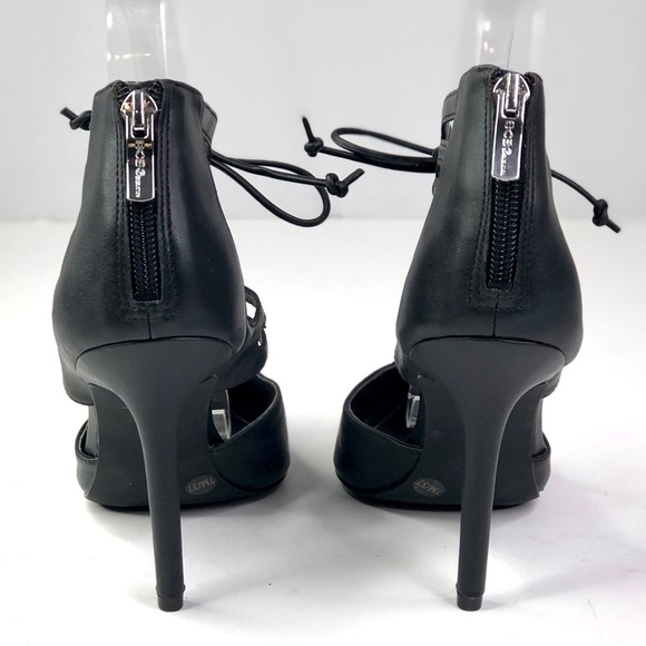 BCBGeneration Delphia stilettos vegan leather heels cut-outs pointy toe back zip - Picture 5 of 12